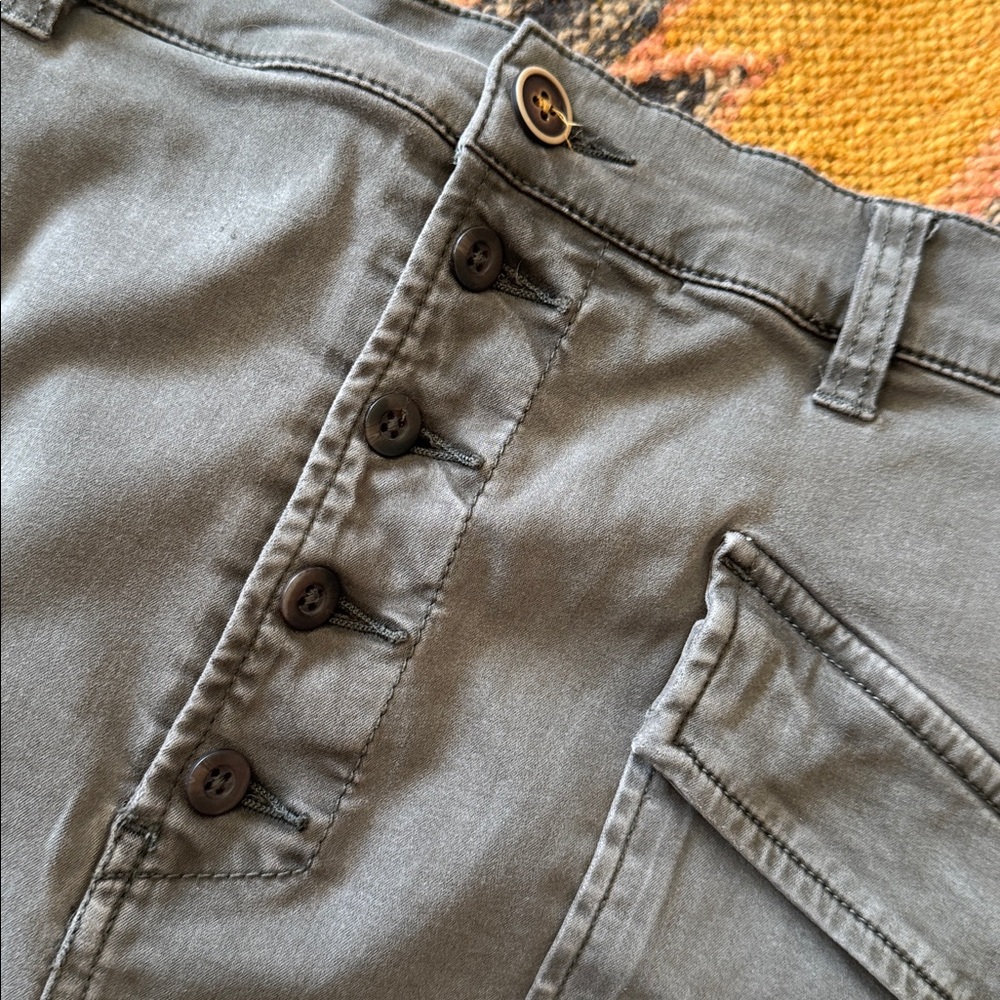 Anthro Pilcro Khaki Green Chino Skirt Sz 10 - Picture 7 of 10